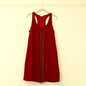 Silk shift dress with chain details